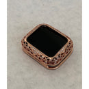 Custom Apple Watch Bezel Cover Rose Gold Metal Case Lace Design Rhinestones 38mm 40mm 42mm 44mm Series 7-8