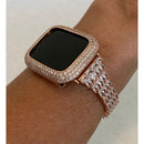 Custom Made Series 1-8 Apple Watch Band 41mm 45mm Swarovski Crystal & or Iwatch Lab Diamond Bezel Bumper Cover Rose Gold