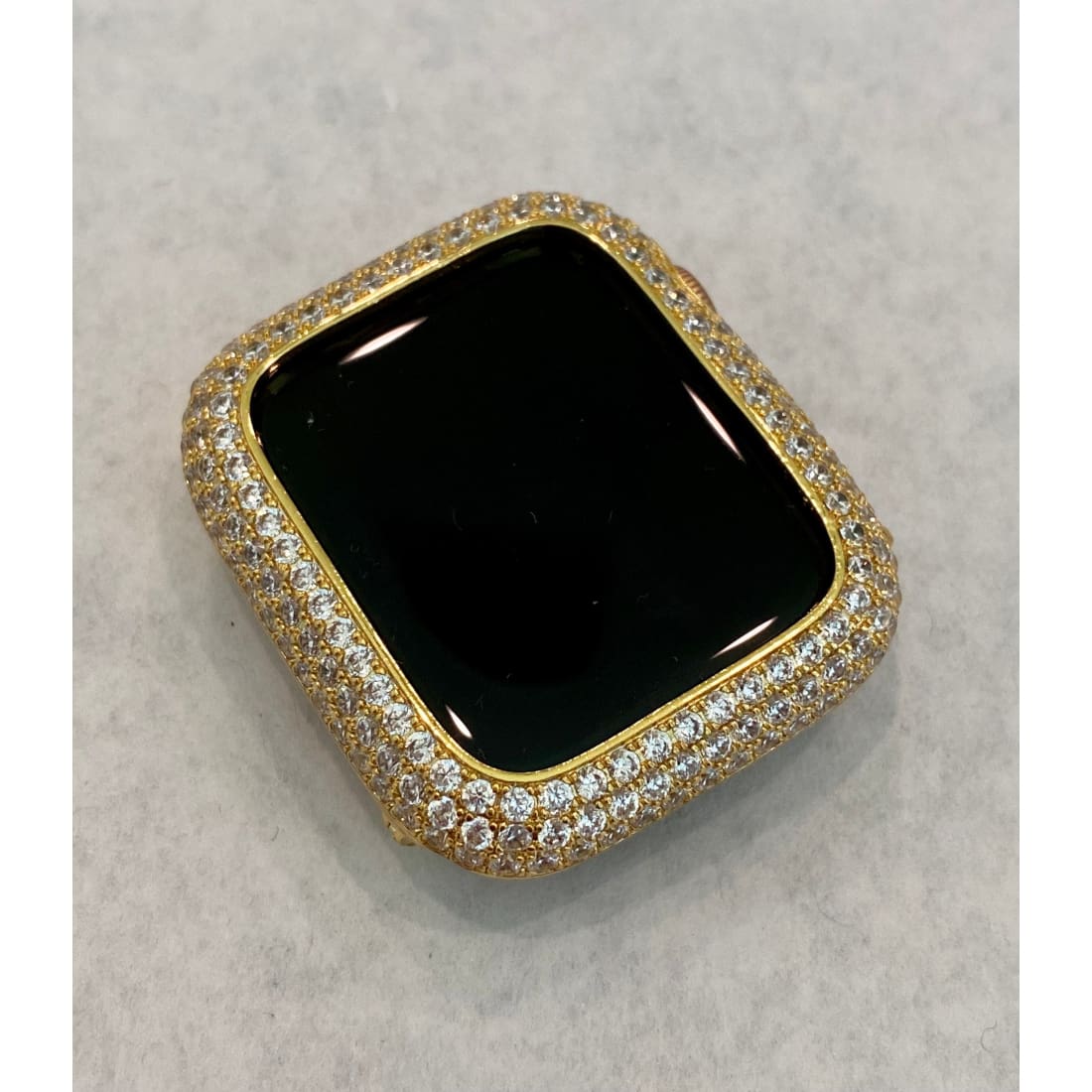 Gold Apple Watch Band Series 1-8 SE Swarovski Crystal 38mm 40mm 41mm 42mm 44mm 45mm & or Pave Lab Diamond Bezel Cover Bling for Smartwatch