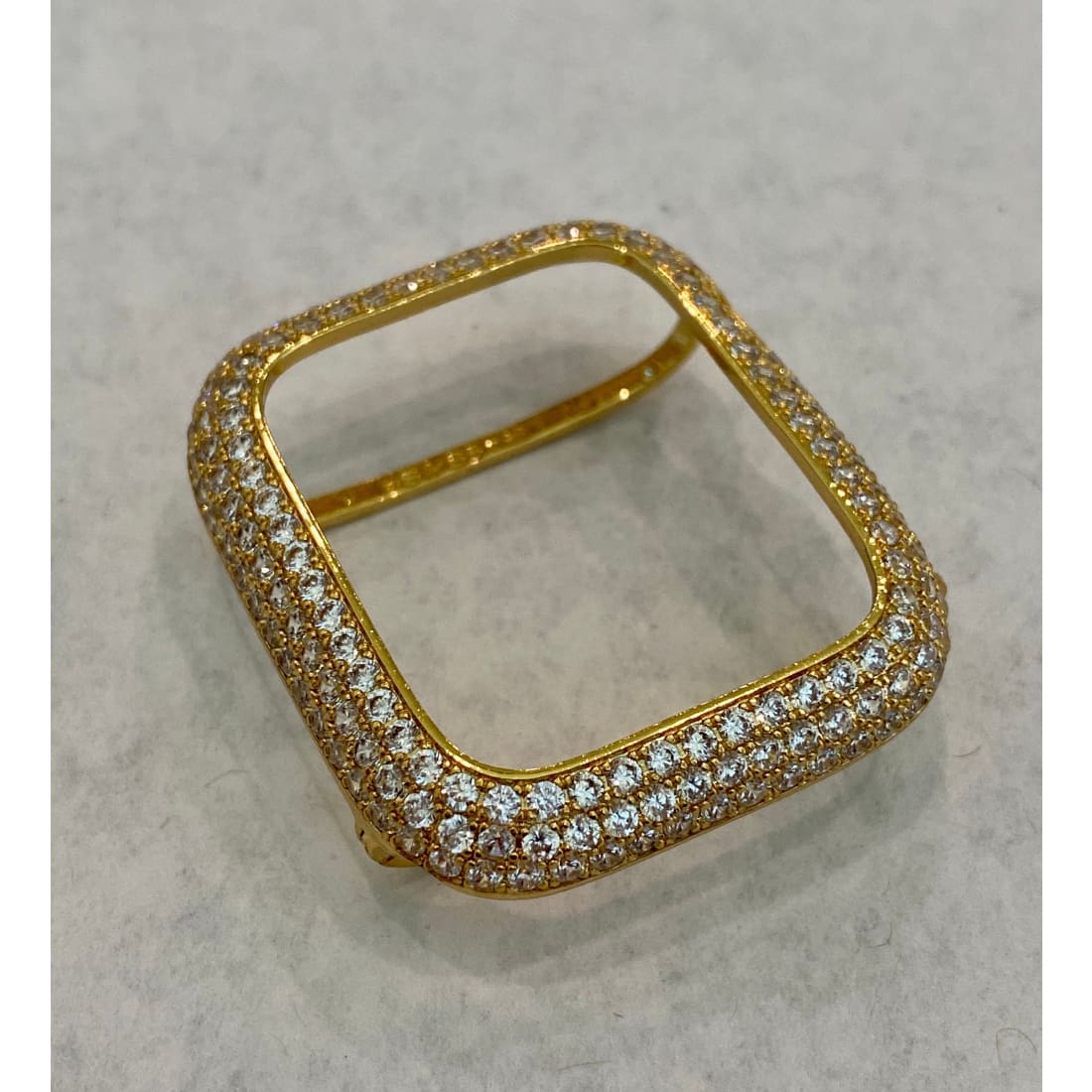 Gold Apple Watch Band Series 1-8 SE Swarovski Crystal 38mm 40mm 41mm 42mm 44mm 45mm & or Pave Lab Diamond Bezel Cover Bling for Smartwatch