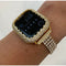 Gold Apple Watch Band Series 7 41mm 45mm Swarovski Crystals & or Lab Diamond Bezel Cover Iwatch Bling 38mm-44mm Smartwatch Bumper