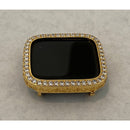 Gold Apple Watch Bezel Cover 40mm 44mm with Lab Diamonds Metal Bumper Case for Smartwatch