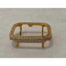 Iced Out Apple Watch Band Yellow Gold & or Lab Diamond Bezel Cover Smartwatch Bumper 38mm-45mm Series 1-8 SE