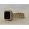 Iced Out Apple Watch Band Yellow Gold & or Lab Diamond Bezel Cover Smartwatch Bumper 38mm-45mm Series 1-8 SE