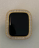 Custom Iced Out Apple Watch Bezel Cover Gold with 2.5mm Lab Diamonds 40mm 44mm Handmade