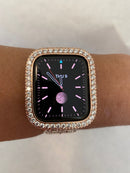 41mm 45mm Bling Apple Watch Band Rose Gold 38mm 40mm 42mm 44mm and or Lab Diamond Bezel Cover Series 1,2,3,4,5,6,7 SE Handmade