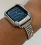 White Gold Apple Watch Band Women's & or Silver Pave Lab Diamond Bezel Cover for Iphone Watch