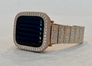 Rose Gold Apple Watch Band 41mm 45mm Swarovski Crystals & or Series 7 Lab Diamond Bezel Cover Case 38mm-44mm for Smartwatch