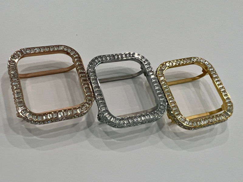 Apple Watch Bezel Cover 40mm Swarovski Crystal Baguette Stones Series 4,5,6, SE Silver, Rose Gold & Gold Finals Sale