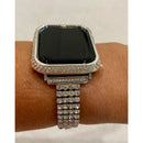 New Series 7 Apple Watch Band 45mm Silver White Gold & or Swarovski Crystal Bezel Case Cover Bling