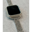 New Series 7 Apple Watch Band 45mm Silver White Gold & or Swarovski Crystal Bezel Case Cover Bling