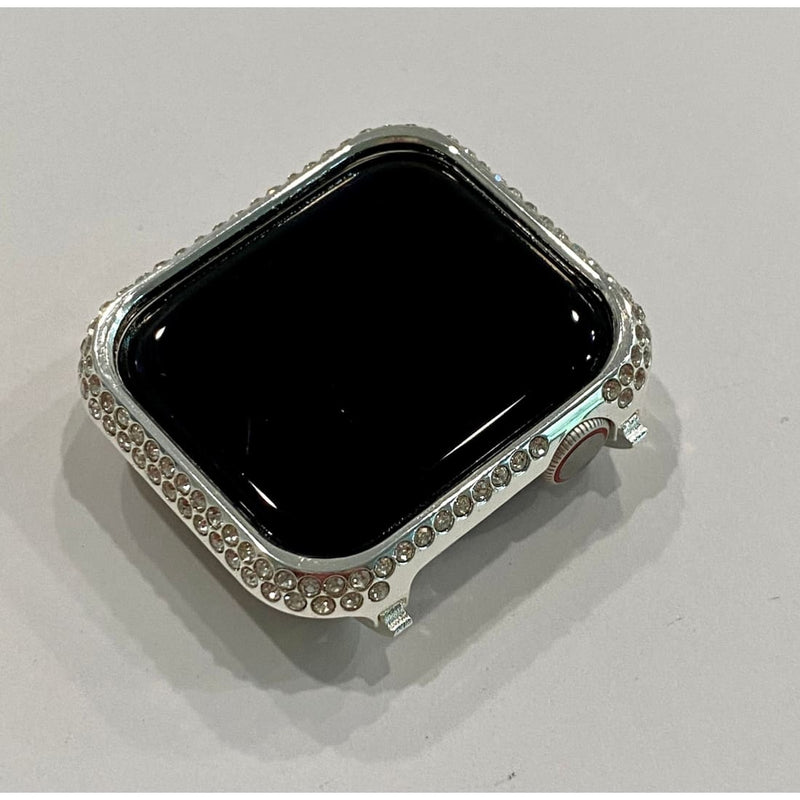 New Series 7 Apple Watch Band 45mm Silver White Gold & or Swarovski Crystal Bezel Case Cover Bling