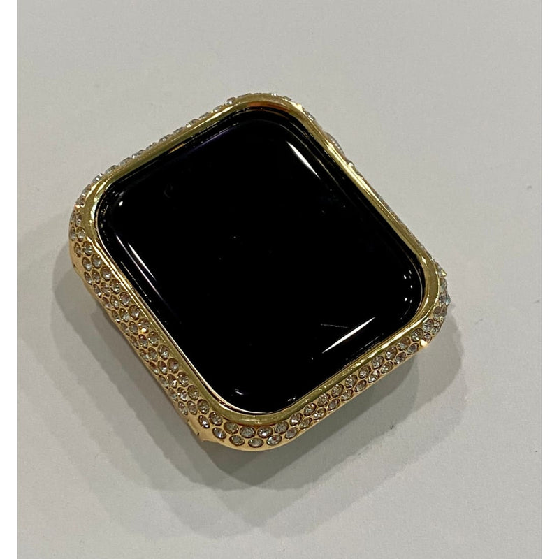 New Series 8 Apple Watch Band 41mm 45mm Gold Swarovski Crystals & or Apple Watch Case Cover Stainless Steel Smartwatch Bumper Bling