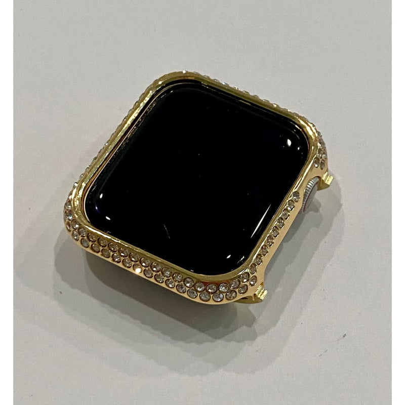 New Series 8 Apple Watch Band 41mm 45mm Gold Swarovski Crystals & or Apple Watch Case Cover Stainless Steel Smartwatch Bumper Bling