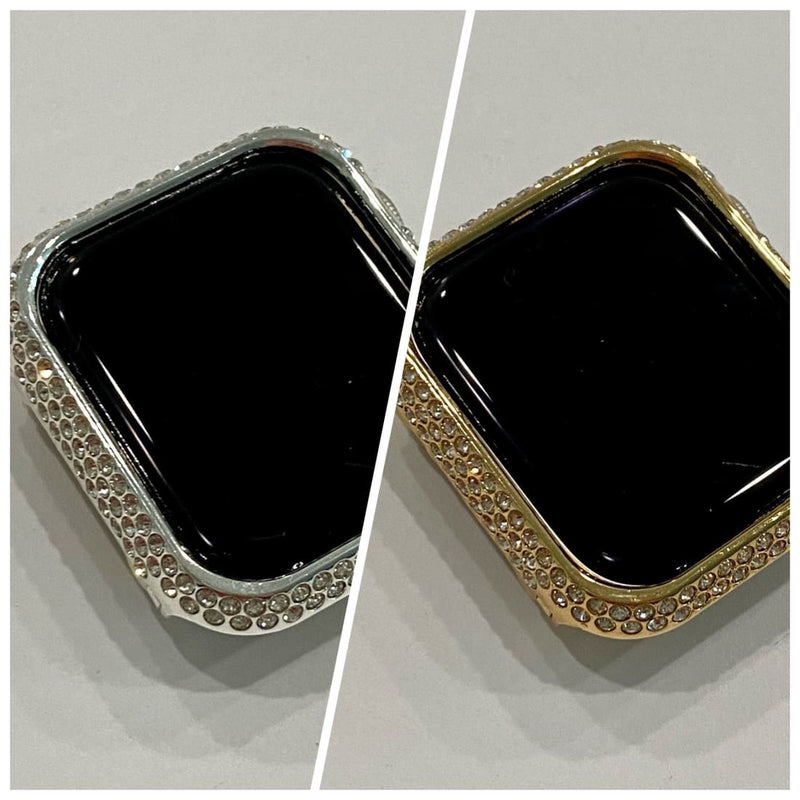 New Series 8 Apple Watch Bezel Case Cover 41mm 45mm Silver or Gold Swarovski Crystals Stainless Steel Smartwatch Bumper Bling Final Sale