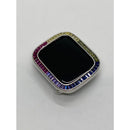 Rainbow Apple Watch Bezel Cover 40mm 41mm 44mm 45mm Silver Lab Diamond Iwatch Case Series 5,6,7 SE