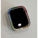 Rainbow Apple Watch Bezel Cover Clear Acrylic Bumper Crystal Rhinestones Bumper 38mm-45mm