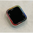 Rainbow Apple Watch Cover Case Silver Swarovski Crystal Bezel 38mm 40mm 41mm 42mm 44mm 45mm Smartwatch Bumper Bling Series 2-8 SE