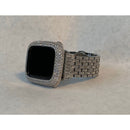 Series 1-8 Apple Watch Band 41mm 45mm Silver & or Apple Watch Cover Lab Diamond Bezel Bling 38mm-44mm