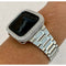 Series 1-8 Apple Watch Band 41mm 45mm Silver Stainless Steel Ultra Thin & or Lab Diamond Bezel Cover Bling for Smartwatch