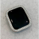 Series 1-8 Apple Watch Band 41mm 45mm Silver Stainless Steel Ultra Thin & or Lab Diamond Bezel Cover Bling for Smartwatch