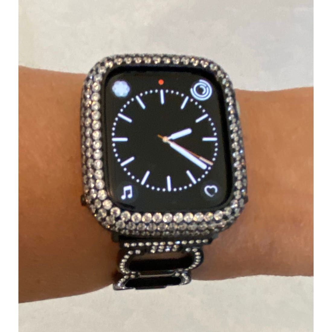 Series 1-8 Apple Watch Band Black 41mm 45mm & or Lab Diamond Bezel Cover 38mm 40mm 42mm 44mm Iwatch Case