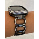 Series 1-8 Apple Watch Band Black 41mm 45mm & or Lab Diamond Bezel Cover 38mm 40mm 42mm 44mm Iwatch Case