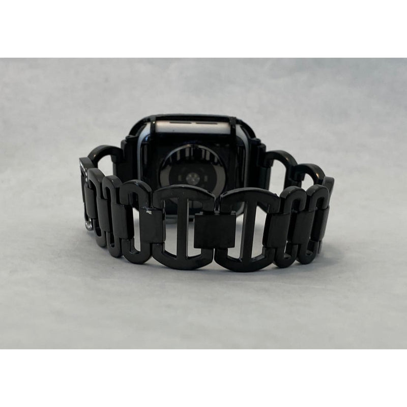 Series 1-8 Apple Watch Band Black 41mm 45mm & or Lab Diamond Bezel Cover 38mm 40mm 42mm 44mm Iwatch Case