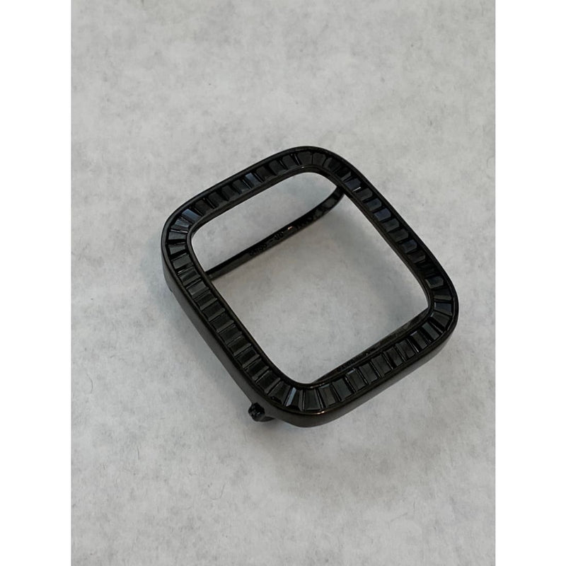 Series 1-8 Apple Watch Band Black on Black & or Iwatch Lab Diamonds Bezel Case Cover 38mm 40mm 41mm 42mm 44mm 45mm