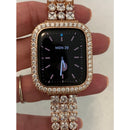 Series 1-8 Apple Watch Bezel Cover for Iwatch Band Bling with 2.5mm Lab Diamonds in Rose Gold Metal Case 38mm-45mm