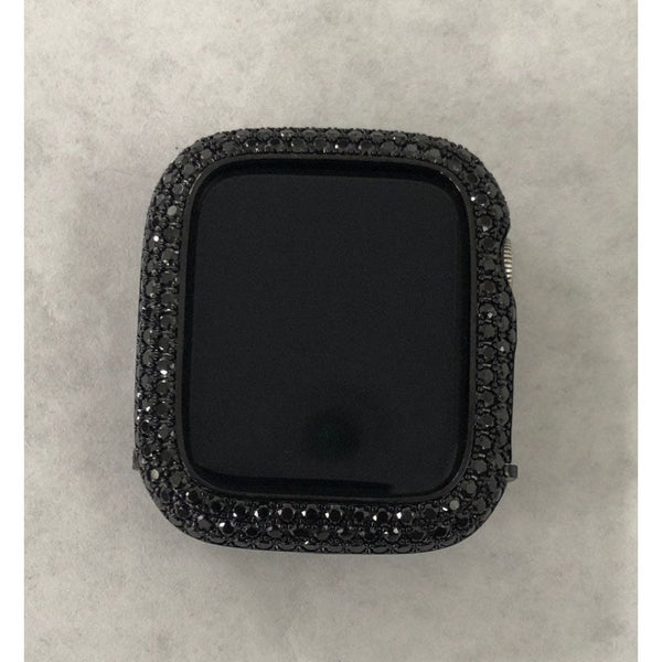 Series 1-8 Black on Black Apple Watch Cover Lab Diamond Bezel Case 38mm 40mm 41mm 42mm 44mm 45mm Smartwatch Bumper Only