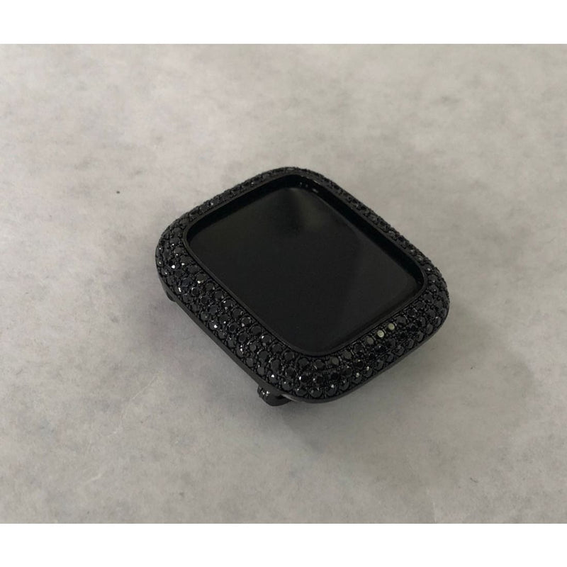 Series 1-8 Black on Black Apple Watch Cover Lab Diamond Bezel Case 38mm 40mm 41mm 42mm 44mm 45mm Smartwatch Bumper Only