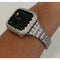 Series 1-8 Bling Apple Watch Band 41mm 45mm Silver & or Iwatch Lab Diamond Bezel 38mm 40mm 42mm 44mm