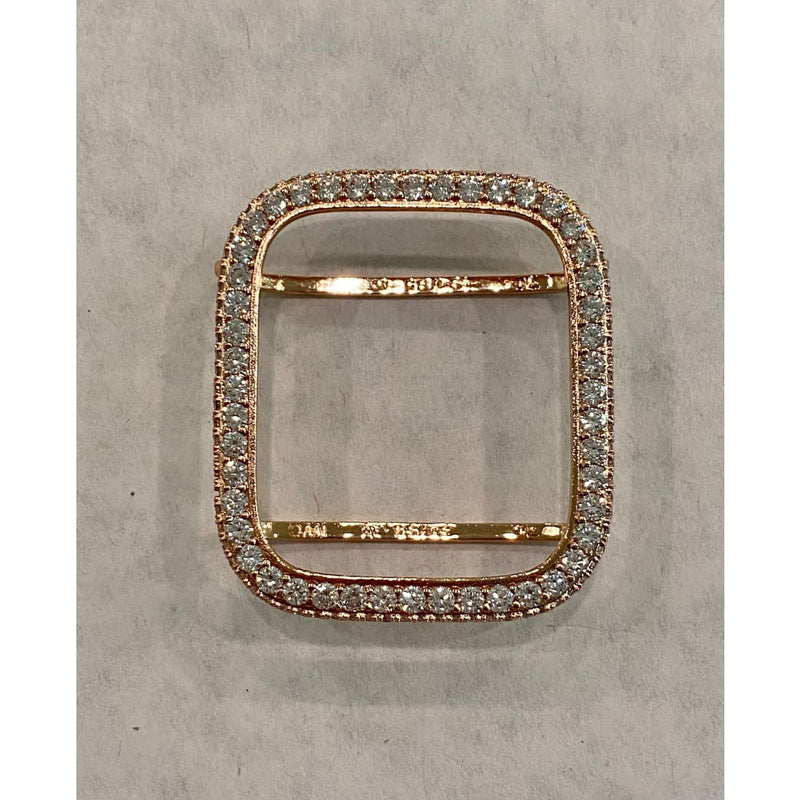 Series 1-8 Rose Gold Apple Watch Band Swarovski Crystal 41mm 45mm & or Lab Diamond Bezel Bumper Cover Bling 38mm-44mm