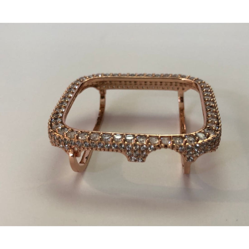 Series 1-8 Rose Gold Apple Watch Bezel 2.5mm Lab Diamond 38 40 41 42 44 45mm Iwatch Case Cover Iwatch bling Series