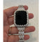 Series 1-8 White Gold Apple Watch Band 41mm 45mm Swarovski Crystals & or Lab Diamond Bezel Cover Smartwatch Bumper