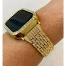 Series 2-8 Apple Watch Band Gold Ultra 49mm Swarovski Crystals & or Lab Diamond Bezel Cover 38mm-45mm Smartwatch Bumper