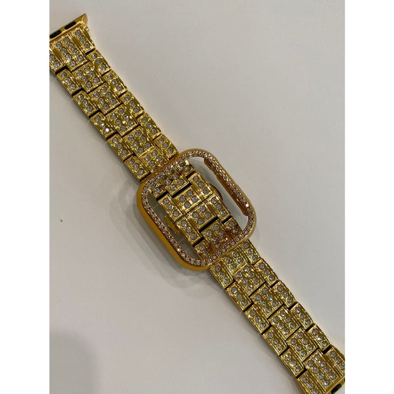 Series 7-8 Apple Watch Band 41mm or 45mm with Swarovski Crystals & or Crystal Bezel Case Cover Bumper Choice of Colors