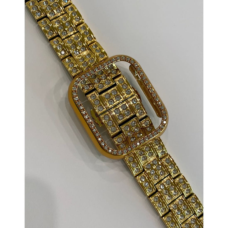 Series 7-8 Apple Watch Band 41mm or 45mm with Swarovski Crystals & or Crystal Bezel Case Cover Bumper Choice of Colors