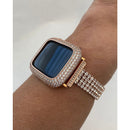 Series 7-8 Apple Watch Band Rose Gold 41mm 45mm Swarovski Crystals & or Lab Diamond Bezel Cover Smartwatch Bumper 38 40 42 44mm