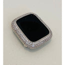 Series 7-8 Apple Watch Band Silver Bling 41mm 45mm Swarovski Crystal Apple Watch Straps & Or Lab Diamond Bezel Cover Series 1-8