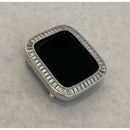 Series 7-8 Apple Watch Bezel Cover 41mm 45mm Lab Diamond Baguettes Silver Smartwatch Case Bling Series 1-8 SE
