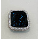 Series 7-8 Custom Apple Watch Cover 41mm 45mm Silver Lab Diamond Bezel, Metal Iwatch Case Bling 38mm 40mm 42mm 44mm, Smartwatch Bumper