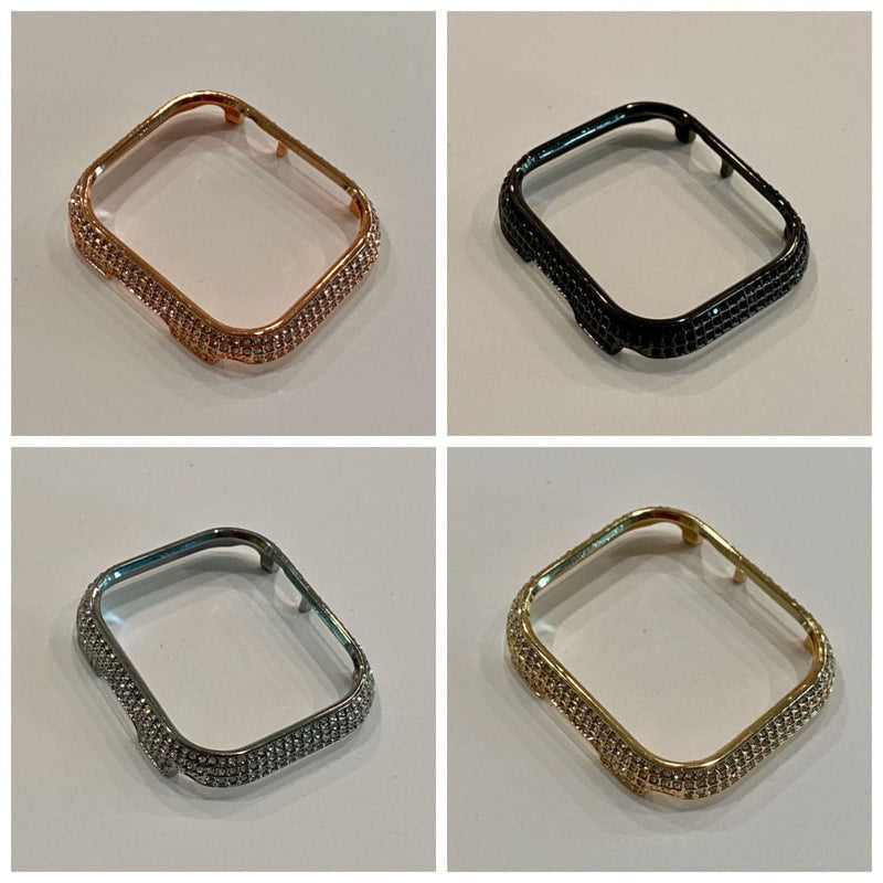 Series 7-8 Rose Gold Apple Watch Bezel Case Cover 41mm 45mm Swarovski Crystals Smartwatch Bumper Bling Final Sale