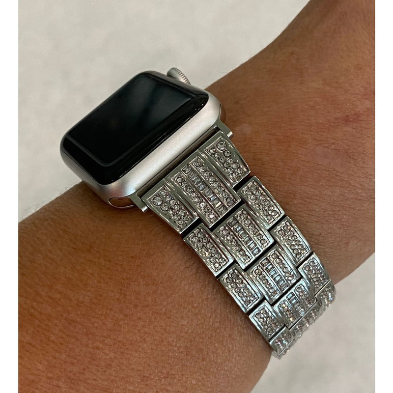 Series 7-8 Swarovski Crystal Apple Watch Band Silver or Rose Gold Stainless Steel Iwatch Band Final Sale 38mm-45mm