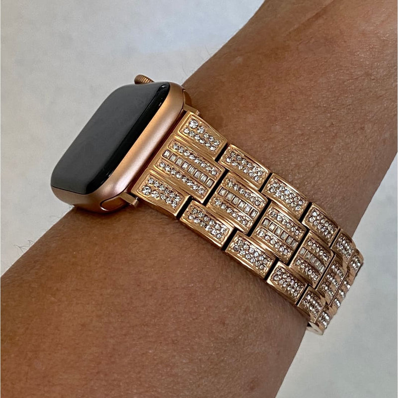 Series 7-8 Swarovski Crystal Apple Watch Band Silver or Rose Gold Stainless Steel Iwatch Band Final Sale 38mm-45mm