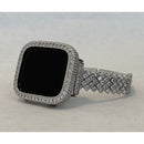 Series 7 Apple Watch Band 41mm 45mm Silver & or Lab Diamond Bezel Cover for Smartwatch Bumper Bling