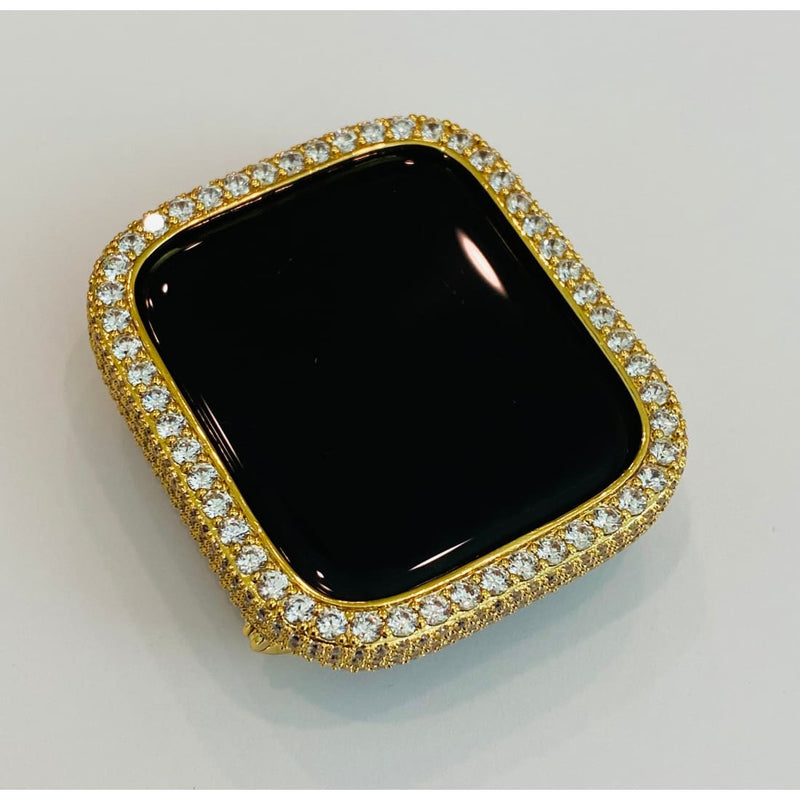 Series 7 Apple Watch Bezel Cover 41mm 45mm with 2.5mm Lab Diamonds Silver, Rose Gold, Yellow Gold, Black on Black