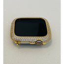 Series 7 Gold Apple Watch Bezel Cover Pave Lab Diamond Case Crystal Iwatch Band Bling Series 1,2,3,4,5,6,7 SE