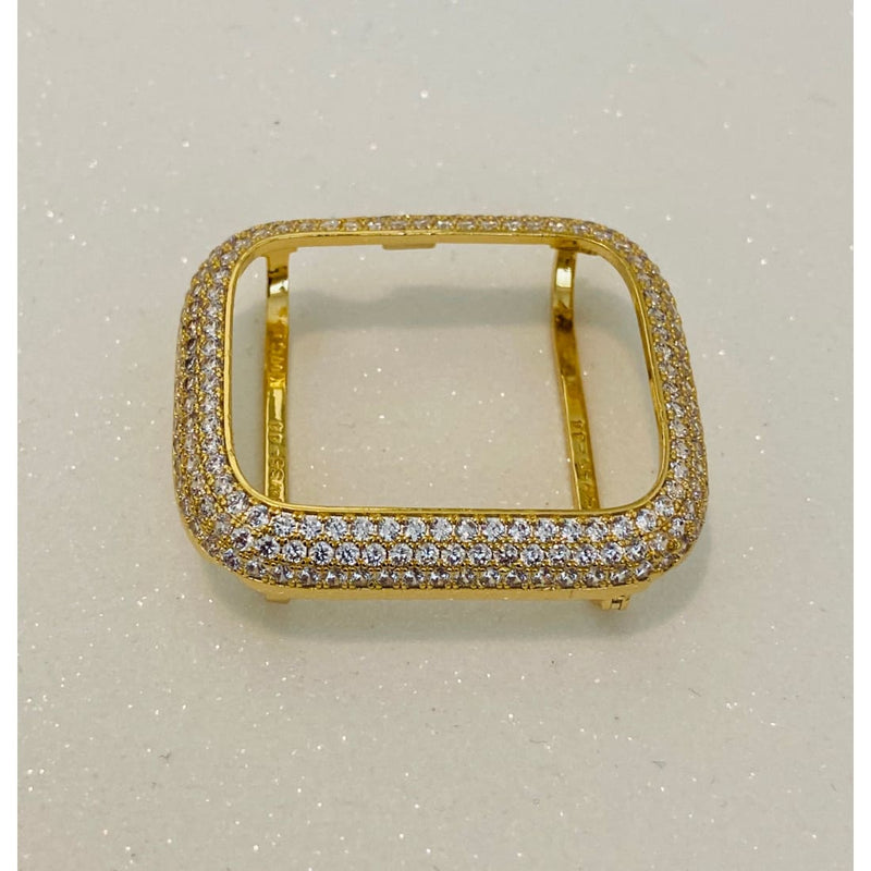 Series 7 Gold Apple Watch Bezel Cover Pave Lab Diamond Case Crystal Iwatch Band Bling Series 1,2,3,4,5,6,7 SE